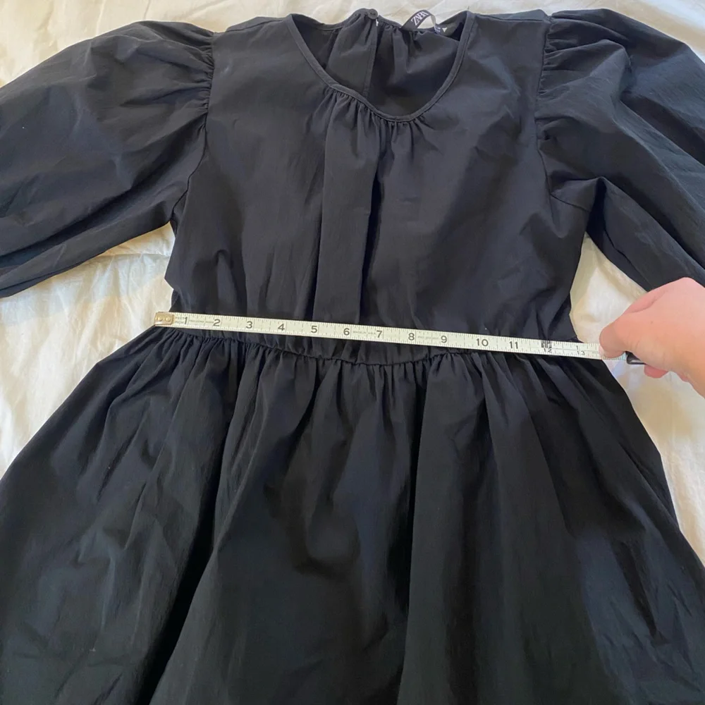 Zara Poplin Voluminous Pleated Mini Dress Black Cotton/Nylon size M - Picture 5 of 7